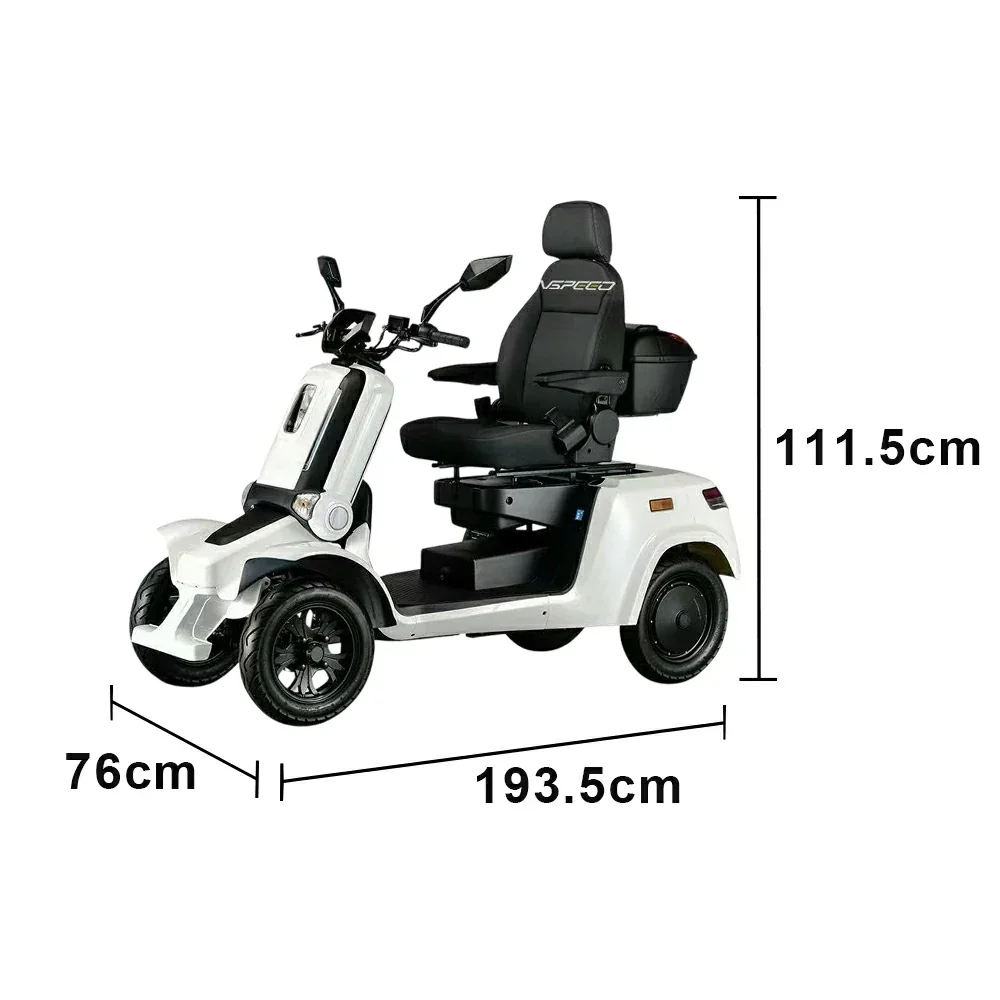 ROLLUX E4 1000W 4 Wheels Mobility Scooter 300KG Weight Capacity - White - Image 6