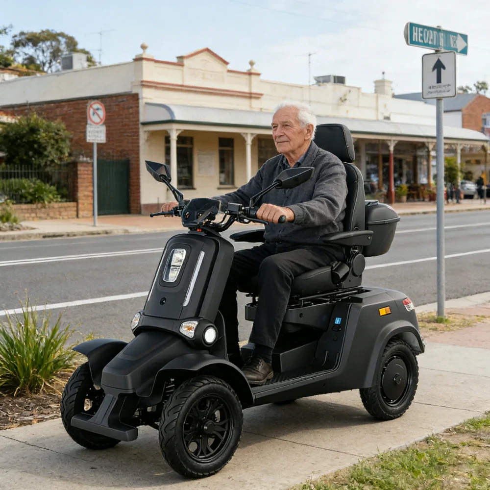 ROLLUX E4 800W×2 4-Wheel Mobility Scooter 300KG Weight Capacity with Lead-Acid Battery - Black - Image 2