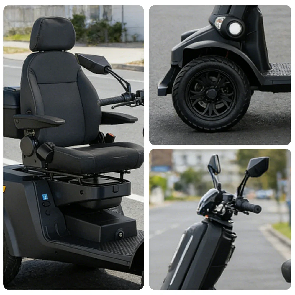 ROLLUX E4 800W×2 4-Wheel Mobility Scooter 300KG Weight Capacity with Lead-Acid Battery - Black - Image 3