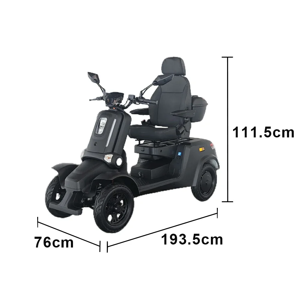 ROLLUX E4 800W×2 4-Wheel Mobility Scooter 300KG Weight Capacity with Lead-Acid Battery - Black - Image 6