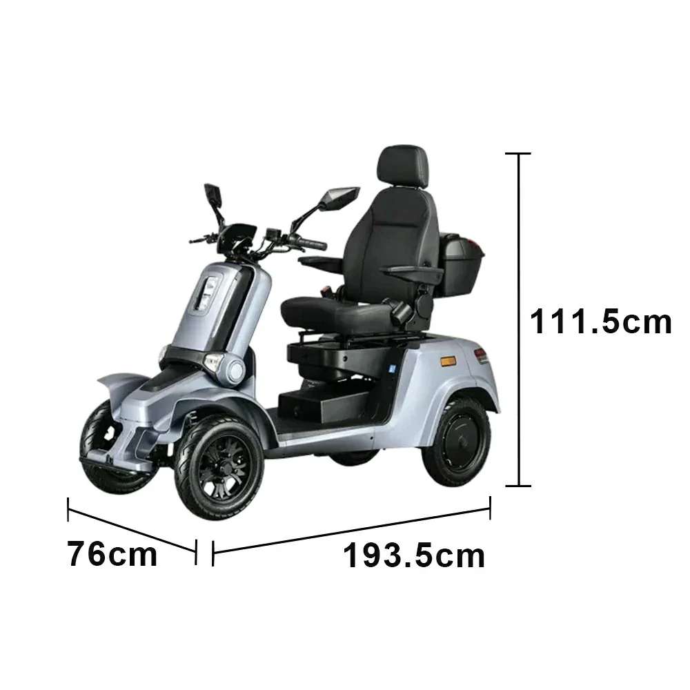 ROLLUX E4 800W×2 4-Wheel Mobility Scooter 300KG Weight Capacity with Lead-Acid Battery - Blue - Image 6
