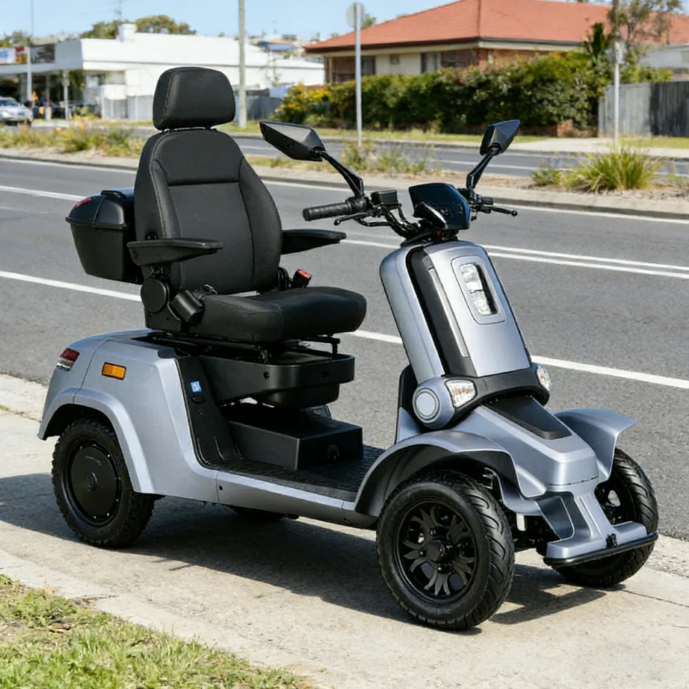 ROLLUX E4 800W×2 4-Wheel Mobility Scooter 300KG Weight Capacity with Lithium Battery - Blue - Image 2