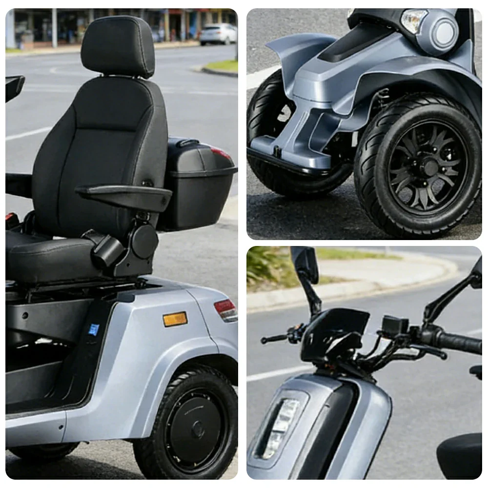 ROLLUX E4 800W×2 4-Wheel Mobility Scooter 300KG Weight Capacity with Lithium Battery - Blue - Image 3