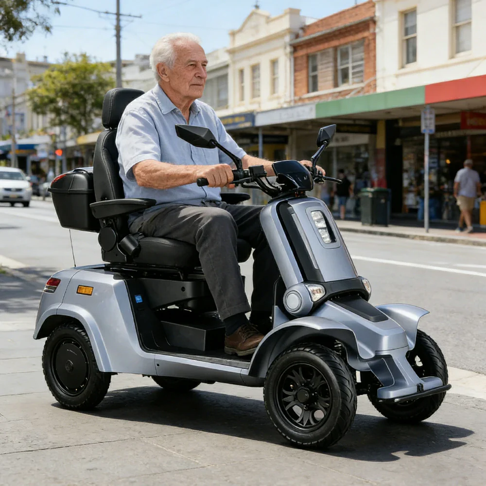 ROLLUX E4 800W×2 4-Wheel Mobility Scooter 300KG Weight Capacity with Lithium Battery - Blue - Image 5