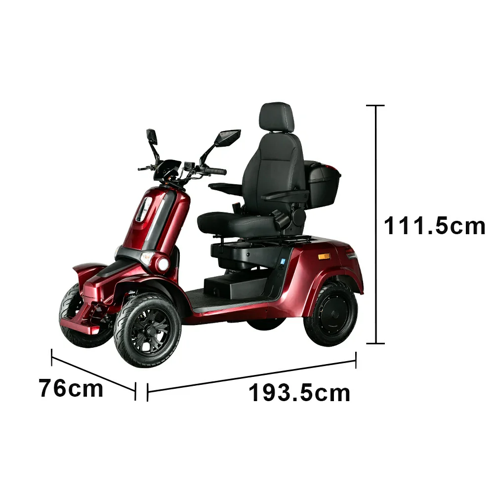 ROLLUX E4 800W×2 4-Wheel Mobility Scooter 300KG Weight Capacity with Lithium Battery - Red - Image 6