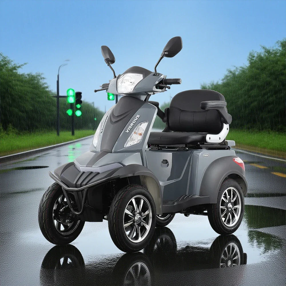 ROLLUX Compact 4-Wheel Mobility Scooter - 500W Motor, 48V 20Ah/30Ah Lead-Acid or Lithium Battery - Grey - Image 2