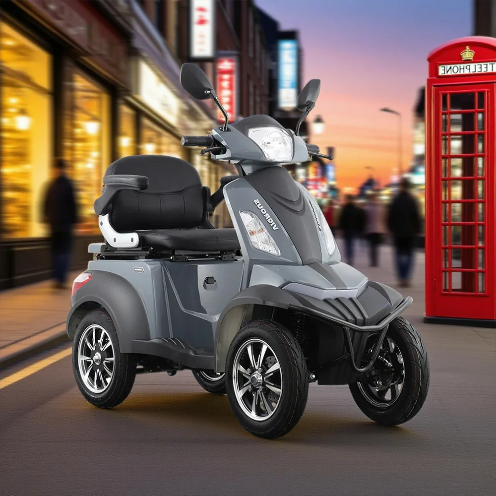 ROLLUX Compact 4-Wheel Mobility Scooter - 500W Motor, 48V 20Ah/30Ah Lead-Acid or Lithium Battery - Grey - Image 4