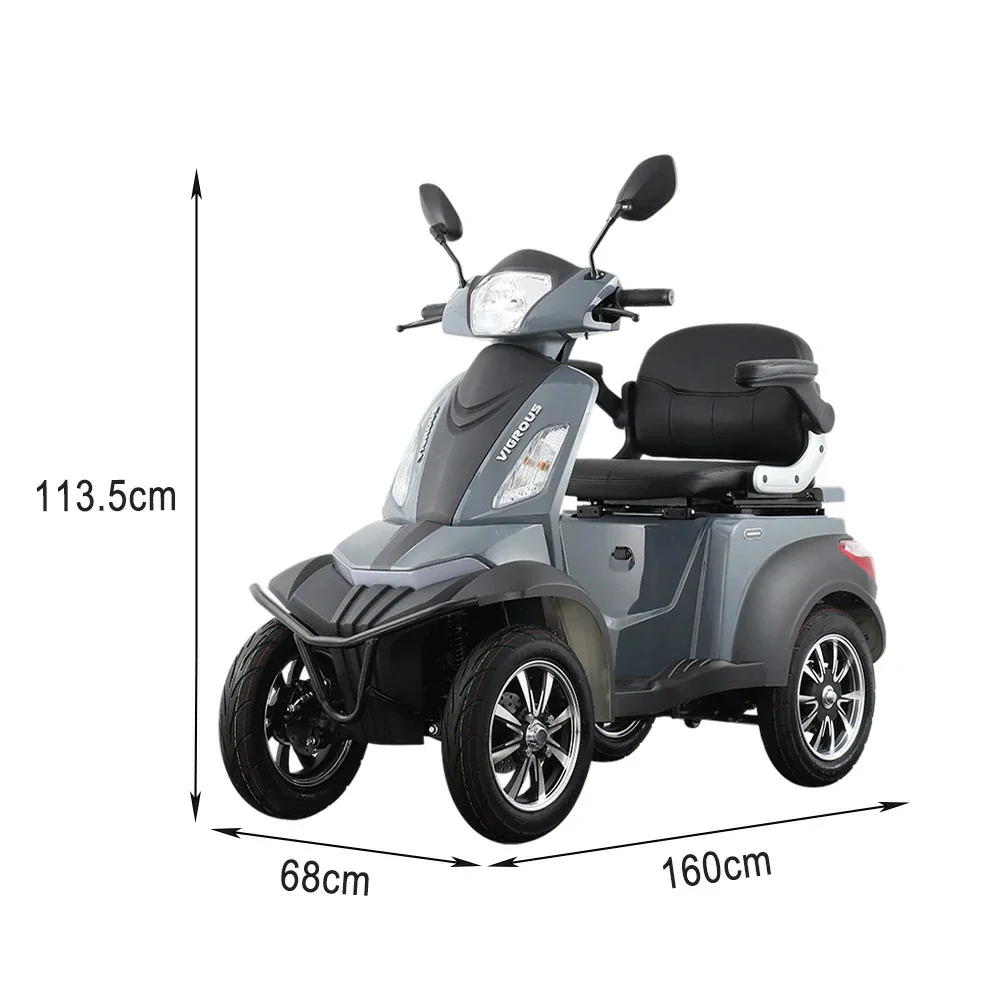 ROLLUX Compact 4-Wheel Mobility Scooter - 500W Motor, 48V 20Ah/30Ah Lead-Acid or Lithium Battery - Grey - Image 5