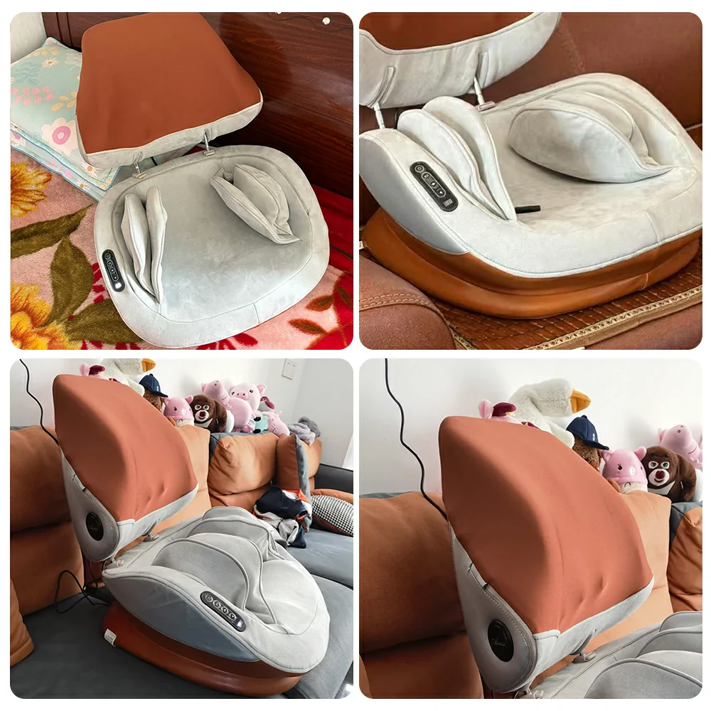 RELAXA 3D Massage Seat Cushion with Heat, Airbag Compression & Vibration, PU Leather, Adjustable Ergonomic Foldable Design - Image 3