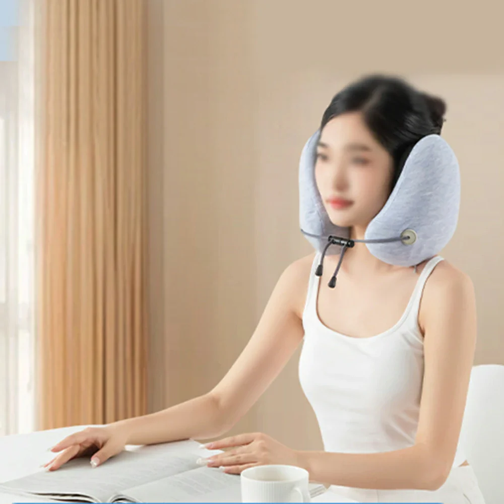 RELAXA Heated Neck Support Massager, Temperature-Controlled Heat & Kneading Massage, Plush Fabric, Ergonomic U-Shaped 3D Design - Blue - Image 4