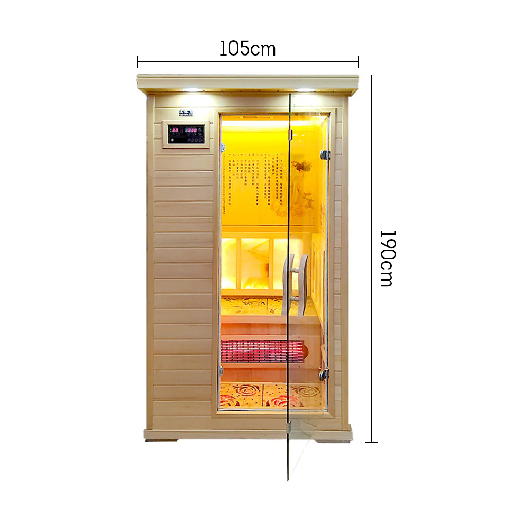 LUXORA YUF001 Heater 1 Person Sauna Infrared Sauna Home SPA W/ LED Square Lamp - Oak - Image 12