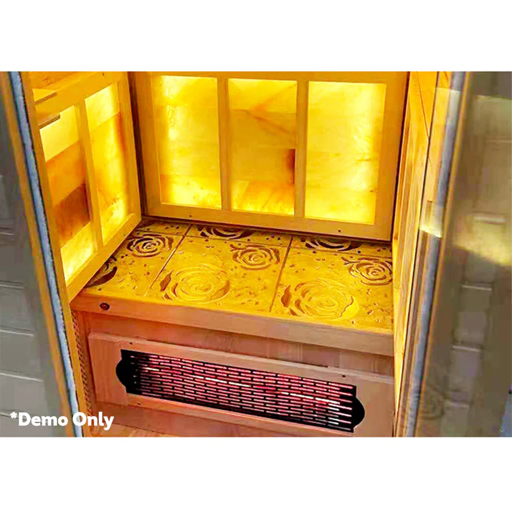 LUXORA YUF001 Heater 1 Person Sauna Infrared Sauna Home SPA W/ LED Square Lamp - Oak - Image 6