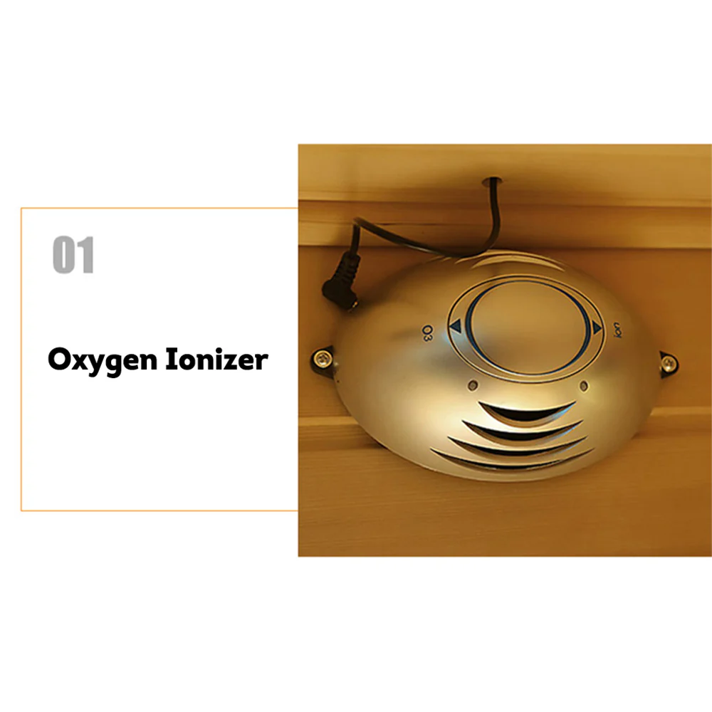 LUXORA YUF001 Heater 1 Person Sauna Infrared Sauna Home SPA W/ LED Square Lamp - Oak - Image 7