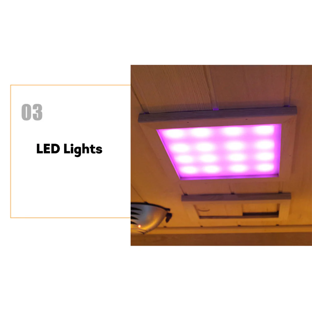 LUXORA YUF001 Heater 1 Person Sauna Infrared Sauna Home SPA W/ LED Square Lamp - Oak - Image 9