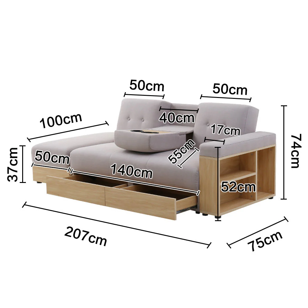 LIVARA 207CM Multi-functional Sofa Bed w/ Storage Space - Image 9