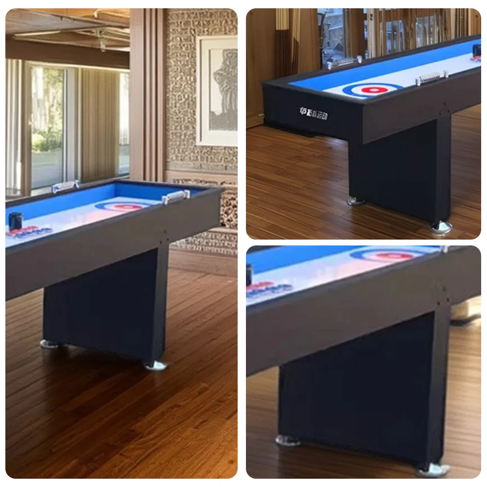 SHUFLEX 9FT Curling Game Table  Solid Wood Frame, Smooth Ice-Style Playing Surface, Precision Scoring System, Adjustable Leveling Feet, Indoor Game Table - Black - Image 3