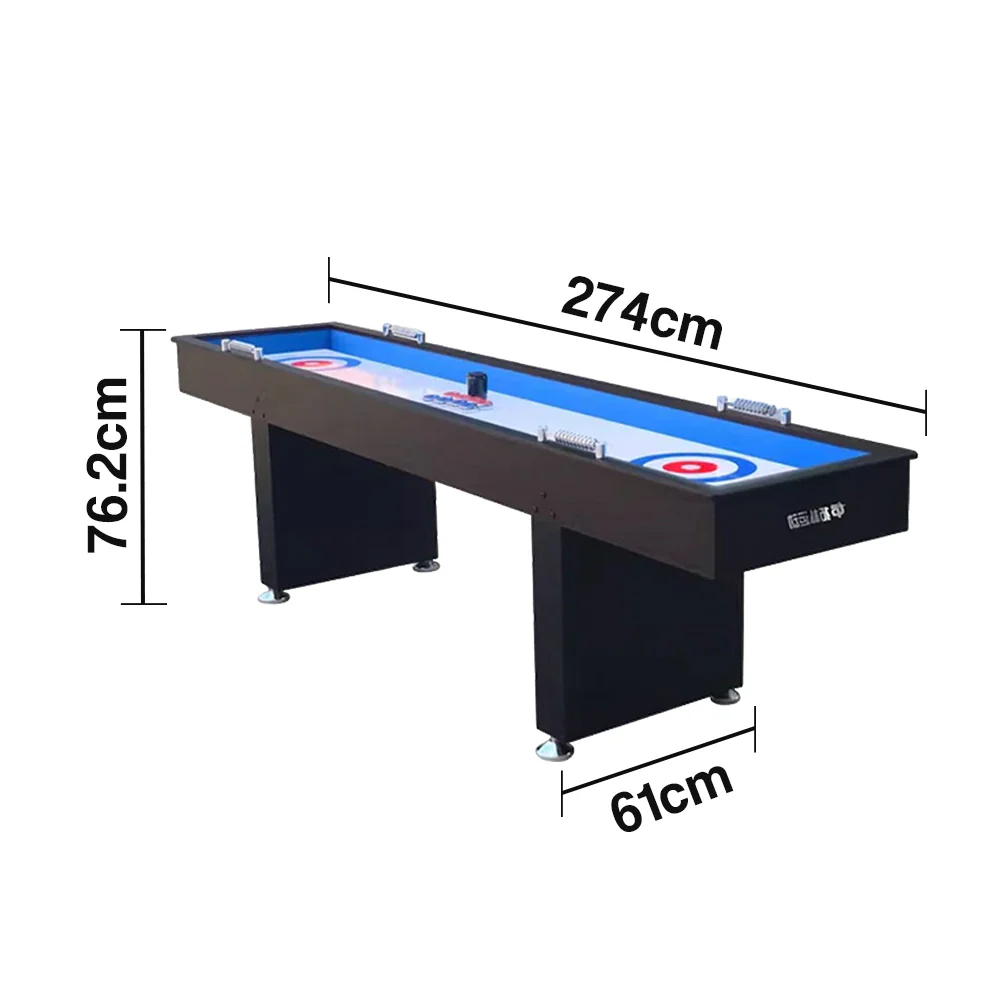 SHUFLEX 9FT Curling Game Table  Solid Wood Frame, Smooth Ice-Style Playing Surface, Precision Scoring System, Adjustable Leveling Feet, Indoor Game Table - Black - Image 5
