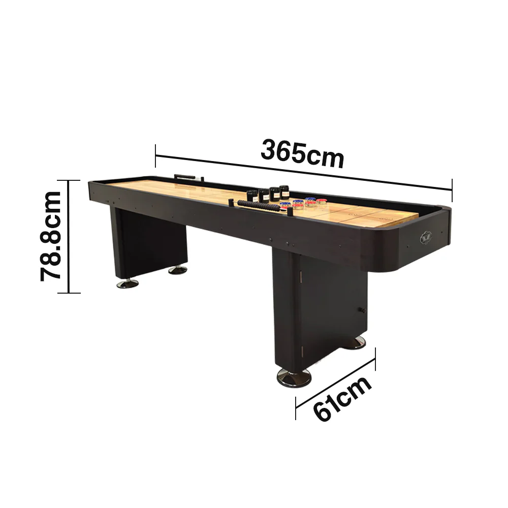 SHUFLEX 9/12/14/16FT Solid Wood Shuffleboard Table - Professional Hardwood Playing Surface, Smooth Stable Roll, Heavy-Duty Construction, Indoor Game Table - Black - Image 6