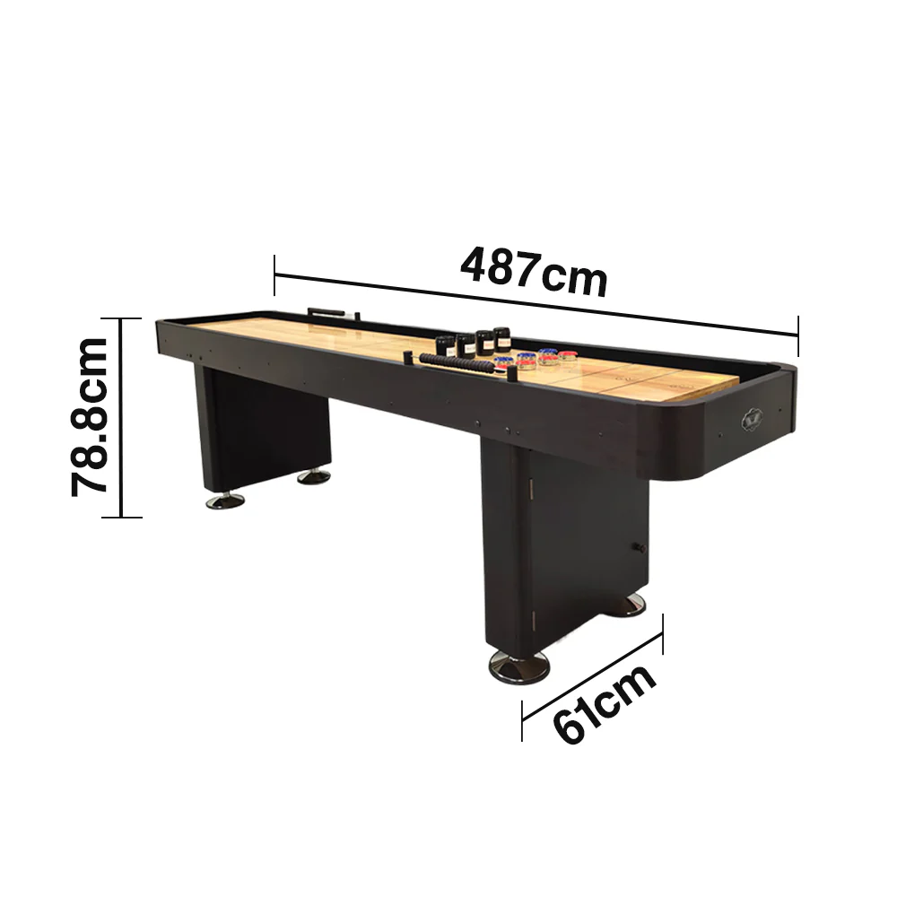 SHUFLEX 9/12/14/16FT Solid Wood Shuffleboard Table - Professional Hardwood Playing Surface, Smooth Stable Roll, Heavy-Duty Construction, Indoor Game Table - Black - Image 8