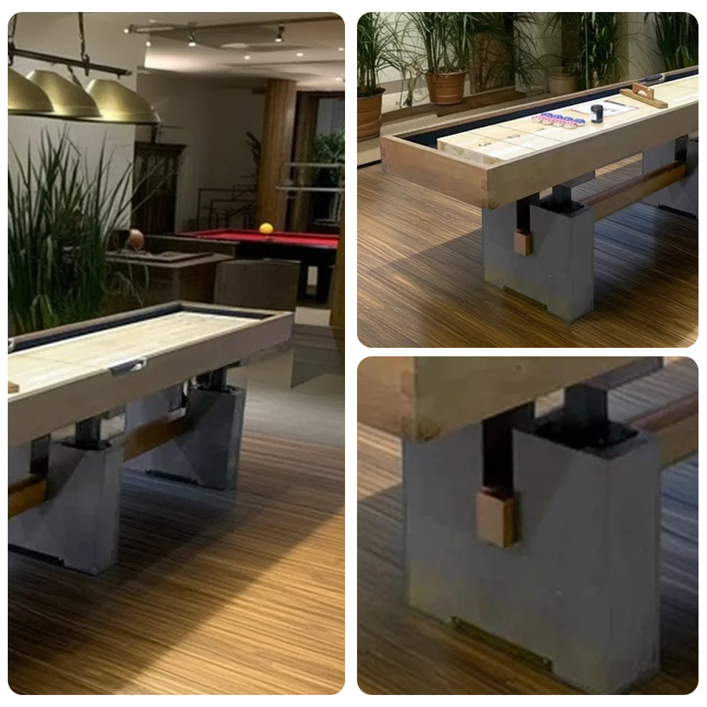 SHUFLEX 12FT Solid Wood Shuffleboard Table - Professional Hardwood Playing Surface, Smooth Stable Roll, Heavy-Duty Frame, Indoor Game Table - Brown Wood Grain - Image 3