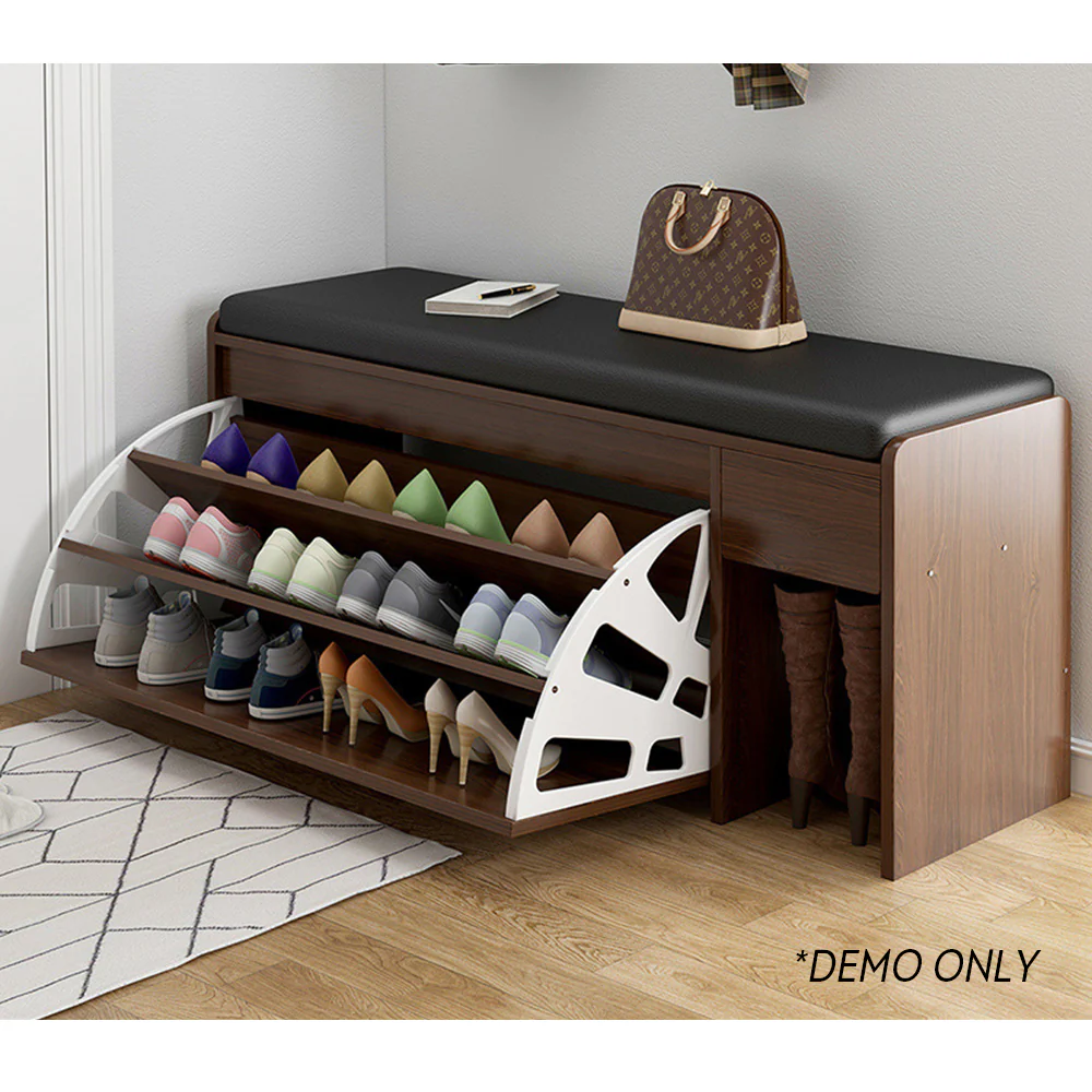 LIVARA 100cm Length Leather Seat Cushion Shoe Cabinet - Image 6