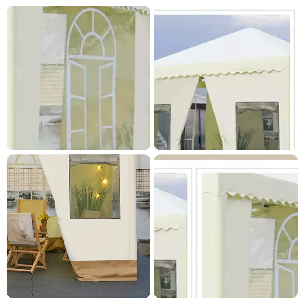 SOLARA Outdoor Canopy - Heavy-Duty Pavilion with Triangular Reinforcement, 10cm Thick Posts, Waterproof Polycarbonate Roof with Curtains - 3x3m Standard Model - Yellow - Image 3
