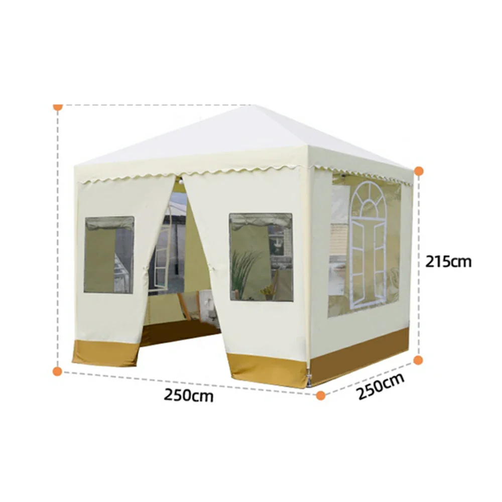 SOLARA Outdoor Canopy - Heavy-Duty Pavilion with Triangular Reinforcement, 10cm Thick Posts, Waterproof Polycarbonate Roof with Curtains - 3x3m Standard Model - Yellow - Image 6