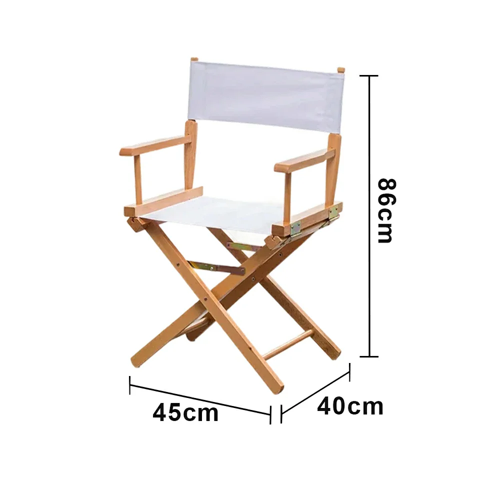 SOLARA Folding Director Chair - Solid Wood Cross Frame with Breathable Canvas Seat, Portable Outdoor Camping & Makeup Chair - Natural Wood & White - Image 5