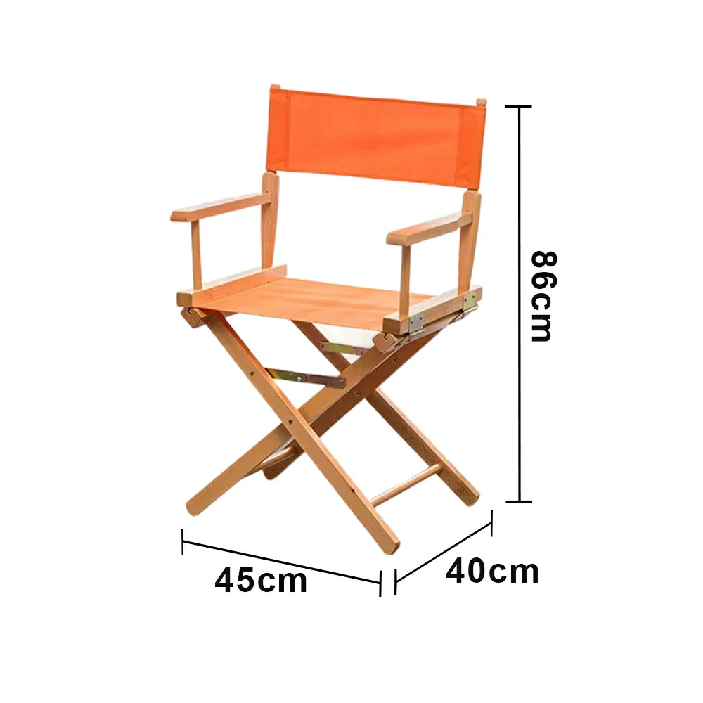 SOLARA Folding Director Chair - Solid Wood Cross Frame with Breathable Canvas Seat, Portable Outdoor Camping & Makeup Chair - Natural Wood & Orange - Image 5