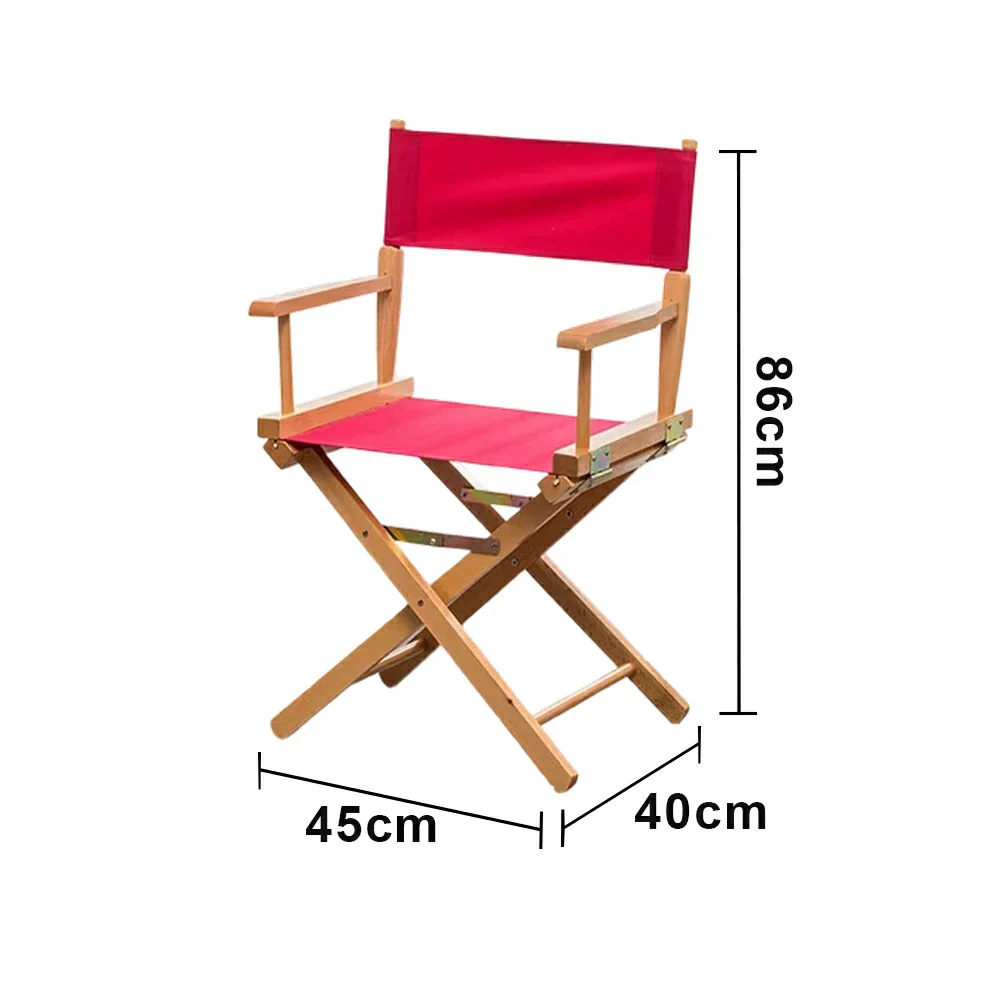 SOLARA Folding Director Chair - Solid Wood Cross Frame with Breathable Canvas Seat, Portable Outdoor Camping & Makeup Chair - Natural Wood & Wine Red - Image 5
