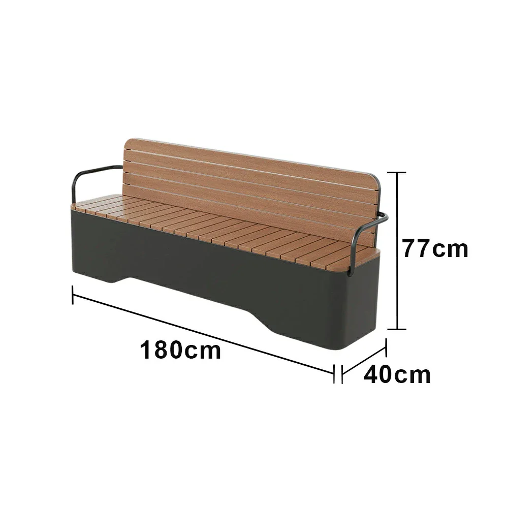 SOLARA Outdoor Garden Bench - Wood-Plastic Slatted Seat with Iron Frame, 120/150/180/200cm Patio Park Seating Bench - Black - Image 15