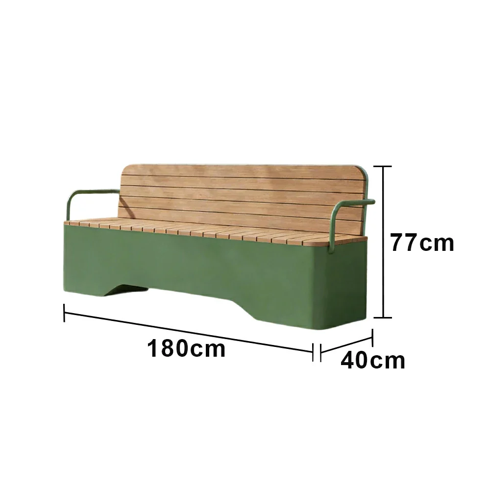 SOLARA Outdoor Garden Bench - Wood-Plastic Slatted Seat with Iron Frame, 120/150/180/200cm Patio Park Seating Bench -Green - Image 16