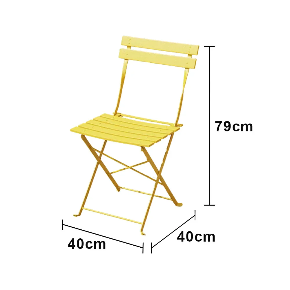 SOLARA Outdoor Folding Chair - Space-Saving Foldable Design, Durable Powder-Coated Iron Frame, Stable Patio Balcony Garden Seating - Yellow - Image 5