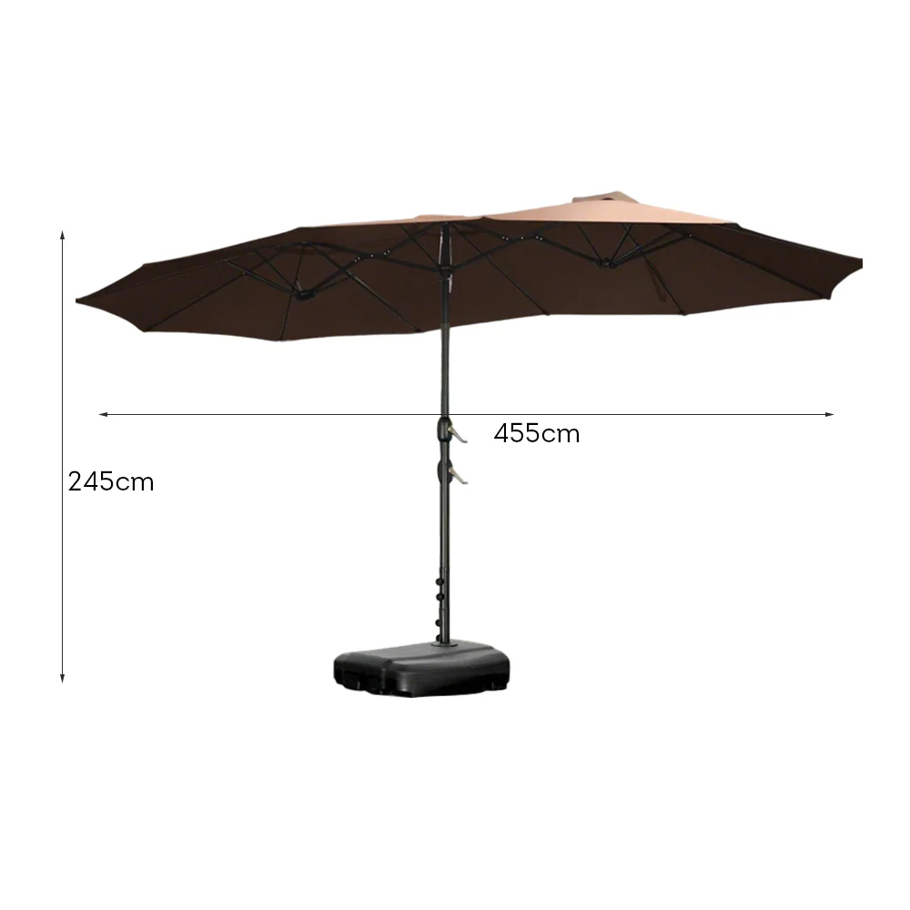 SOLARA Outdoor Umbrella - Wind-Resistant Carbon Steel Frame, Heavy-Duty Water-Filled Base - Brown - Image 5