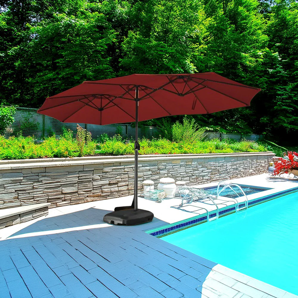 SOLARA Outdoor Umbrella - UV Protection, Wind-Resistant Carbon Steel Frame - Burgundy - Image 2