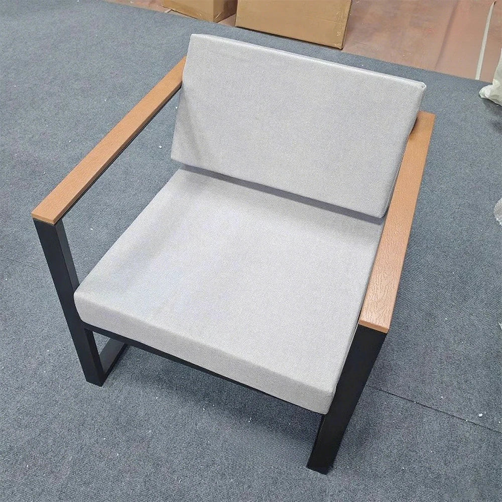 SOLARA Lounge Chair Durable Stain-Resistant Fabric, High-Resilience Foam, 70cm Wide Seat, Angled Backrest for Comfort - Grey - Image 2
