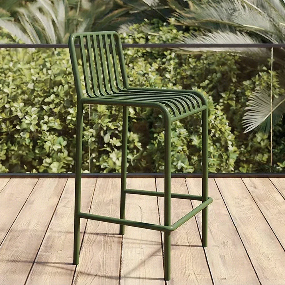 SOLARA Outdoor Chair Nano-Baked Rustproof Waterproof Finish, Thickened Iron Steel Construction, 42cm Stable and Durable Design - Green - Image 2