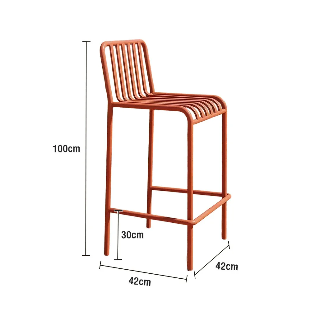 SOLARA Outdoor Chair Nano-Baked Rustproof Waterproof Finish, Thickened Iron Steel Construction, 42cm Stable and Durable Design - Orange - Image 5