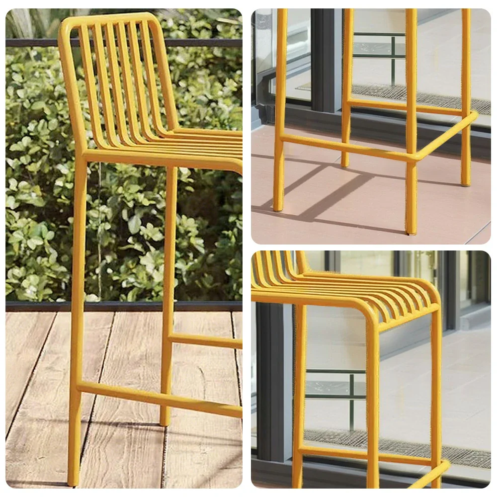 SOLARA Outdoor Chair Nano-Baked Rustproof Waterproof Finish, Thickened Iron Steel Construction, 42cm Stable and Durable Design - Yellow - Image 3