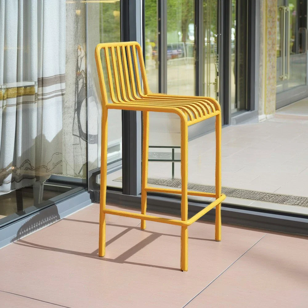 SOLARA Outdoor Chair Nano-Baked Rustproof Waterproof Finish, Thickened Iron Steel Construction, 42cm Stable and Durable Design - Yellow - Image 4