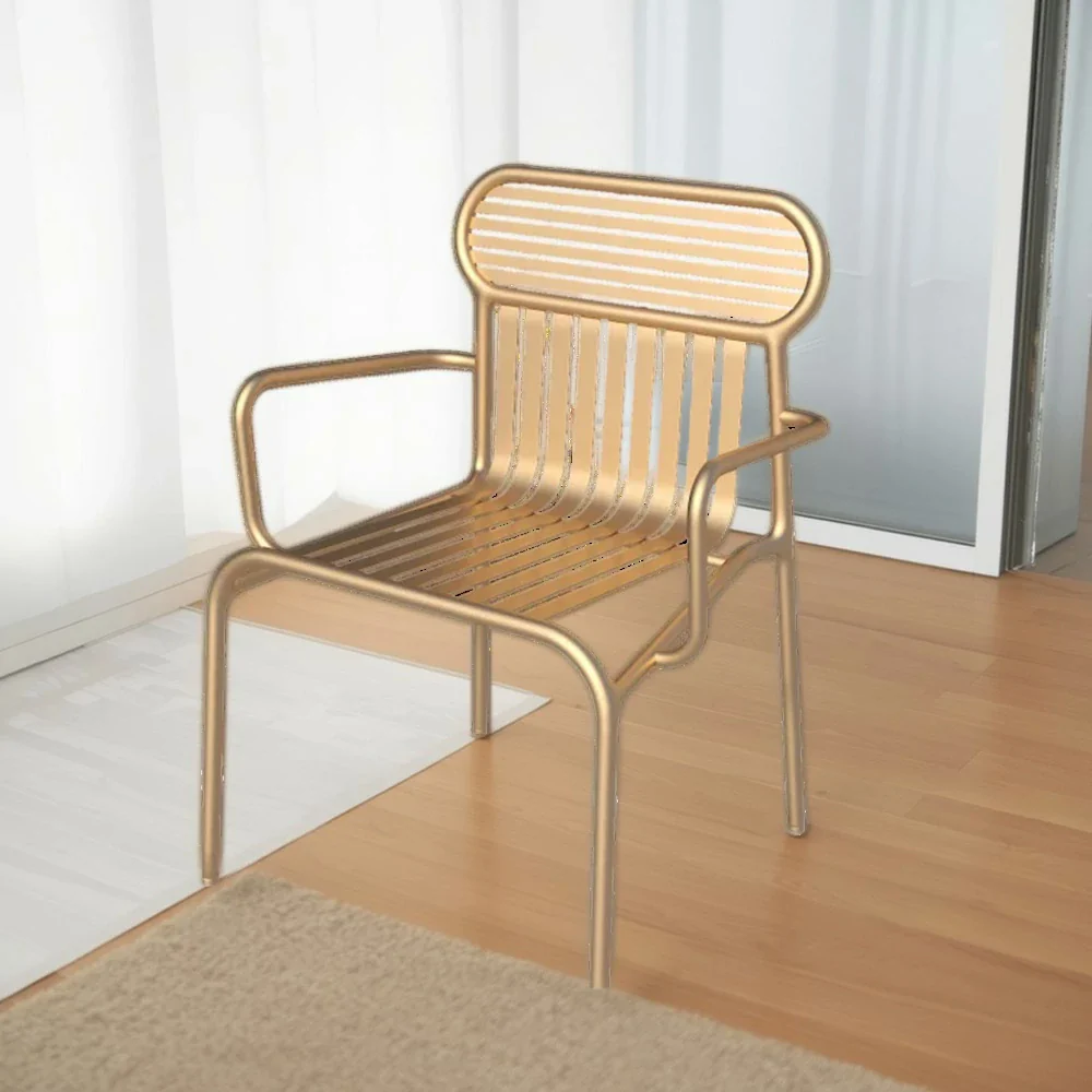 SOLARA Outdoor Chair Rustproof Waterproof High-Temperature Baked Finish, Thickened Iron Steel Frame, 42cm Strong Load-Bearing Durable Design - Gold - Image 4