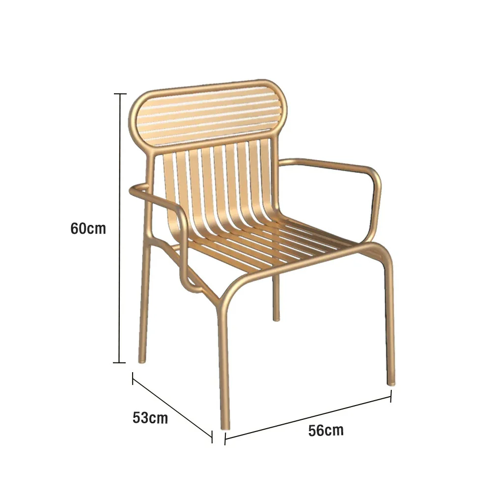 SOLARA Outdoor Chair Rustproof Waterproof High-Temperature Baked Finish, Thickened Iron Steel Frame, 42cm Strong Load-Bearing Durable Design - Gold - Image 5
