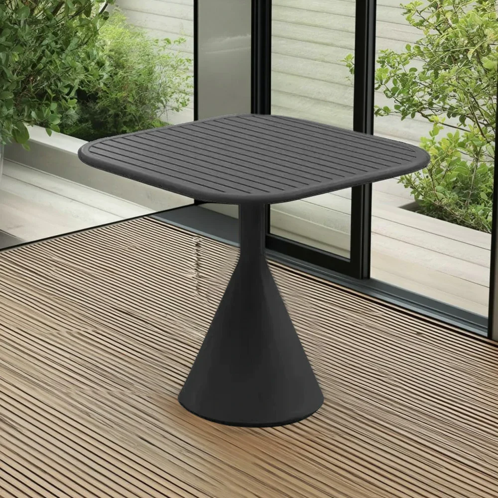 SOLARA Outdoor Dining Table 60/70cm Rustproof Waterproof High-Temperature Baked Finish, Thickened Steel Frame, Stable & Durable Load-Bearing Design - Black - Image 2