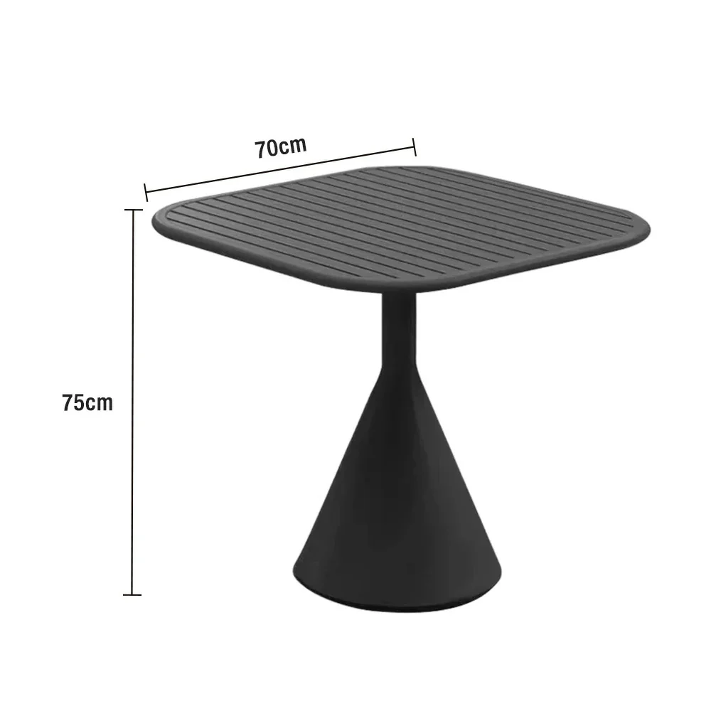 SOLARA Outdoor Dining Table 60/70cm Rustproof Waterproof High-Temperature Baked Finish, Thickened Steel Frame, Stable & Durable Load-Bearing Design - Black - Image 6