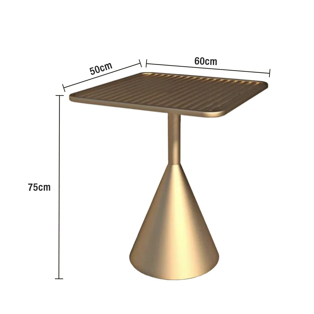 SOLARA Outdoor Dining Table 60/70cm Rustproof Waterproof High-Temperature Baked Finish, Thickened Steel Frame, Stable & Durable Load-Bearing Design - Gold - Image 5