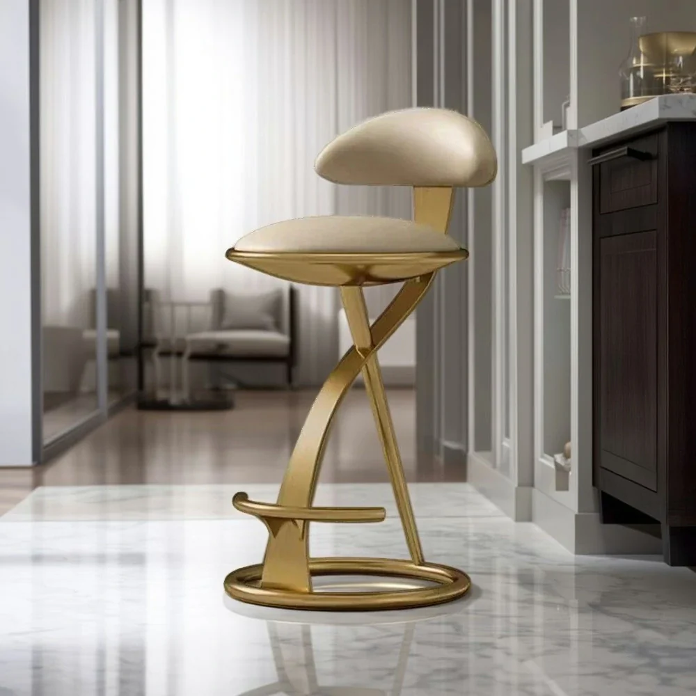 SOLARA Dining Chair Top-Grain Leather Upholstery with High-Resilience Foam, Brushed Black Stainless Steel Frame, Strong Load-Bearing Durable Design - Gold - Image 2