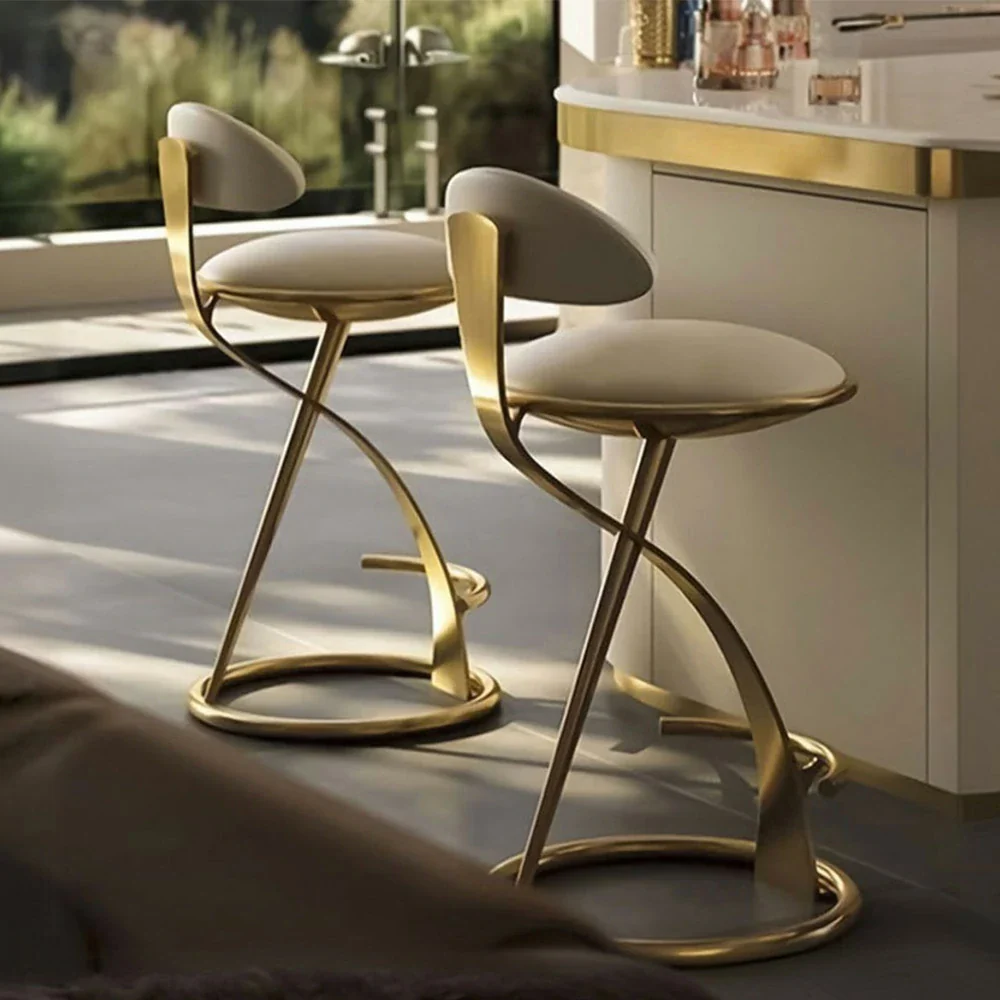 SOLARA Dining Chair Top-Grain Leather Upholstery with High-Resilience Foam, Brushed Black Stainless Steel Frame, Strong Load-Bearing Durable Design - Gold - Image 4