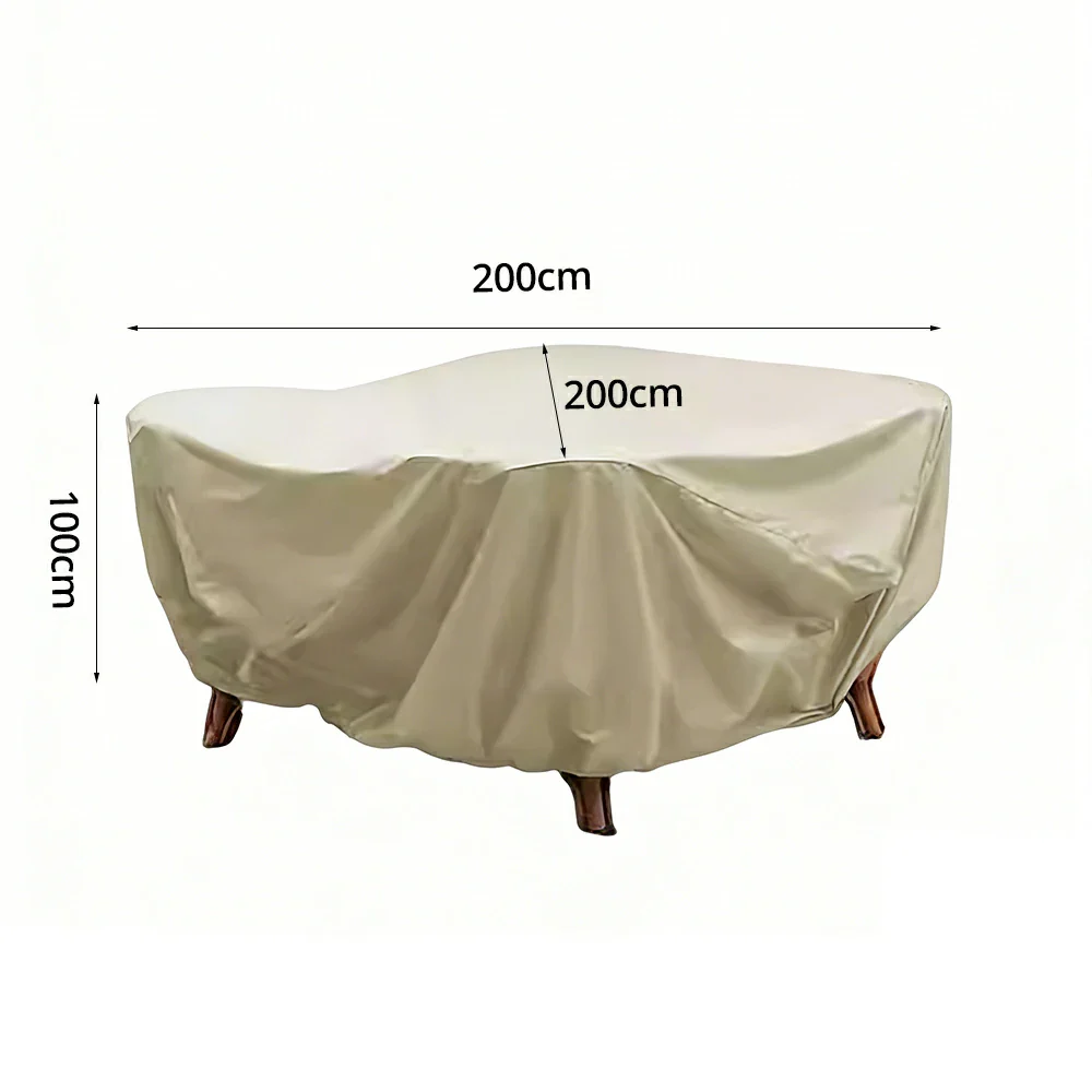 SOLARA Outdoor Table & Chair Rain Cover - 120/160/200cm Waterproof Oxford Fabric with Protective Rubber Backing, All-Weather Outdoor Protection - Beige - Image 7