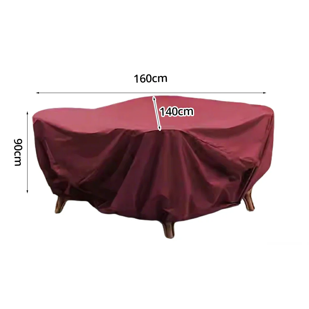 SOLARA Outdoor Table & Chair Rain Cover - 120/160/200cm Waterproof Oxford Fabric with Protective Rubber Backing, All-Weather Outdoor Protection - Wine Red - Image 6