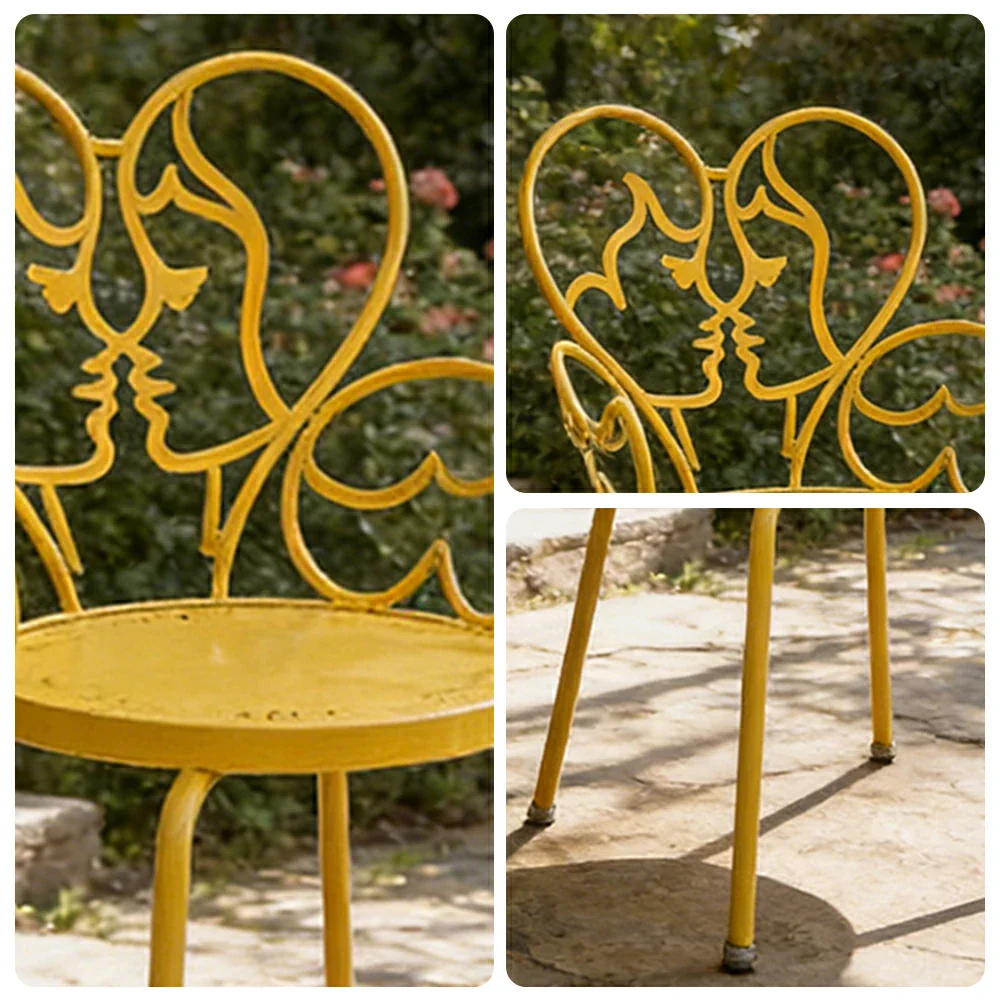 SOLARA Outdoor Dining Chair Lightweight Aluminium Frame Rust-Resistant Finish Romantic Backrest Design - Yellow - Image 3
